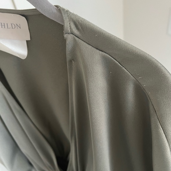 BHLDN Leila Deep-V Flutter-Sleeve Satin A-Line Gown - Picture 8 of 13